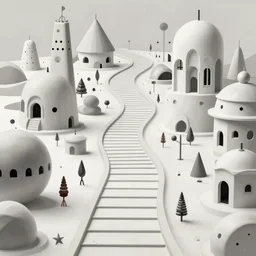 a matte painting of an impossible path winding through arctic dream worlds with surreal architecture designed by heironymous bosch, structures inspired by heironymous bosch's garden of earthly delights, surreal ice interiors by cyril rolando and asher durand and natalie shau, insanely detailed, whimsical, intricate, mystical