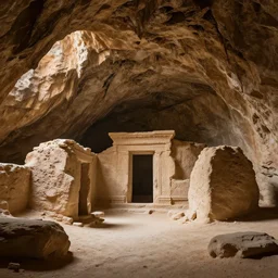ancient ruins in the interior of a cave