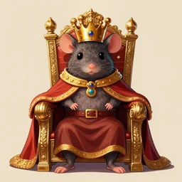 the king of rats, cape, throne, digital art, trending on ArtStation