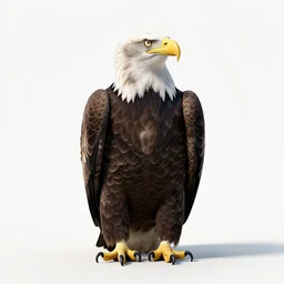 giant bald eagle, studio photography, full body, isolated on a pure white background, centered, entire subject in frame, sharp focus, soft studio lighting