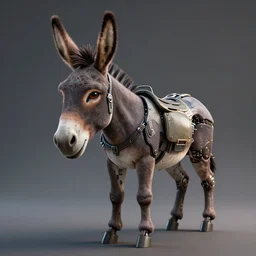 portrait of a solarpunk half robot half  donkey, highly detailed, photorealism, cinematic lighting 8k