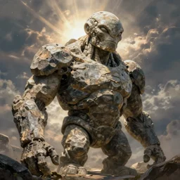 humanoid rock, anthropomorphic stone being, stone alien, huge person that isn't human