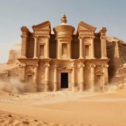 dune city and temples of arrakis, arrakeen, arab ar architectural and brutalism and gigantism, from frank herbert novels, composition idea concept art for movies, style of denis villeneuve and greg fraiser