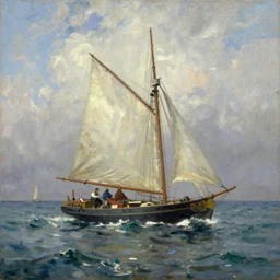 a painting of a sailboat in the ocean by ivan aivazovsky, deviantart, american scene painting, matte painting, oil on canvas, deviantart