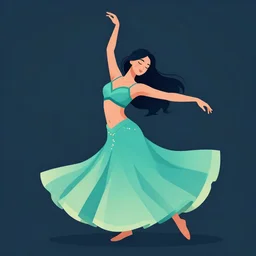 a highly detailed vector illustration of a beautiful woman dancing