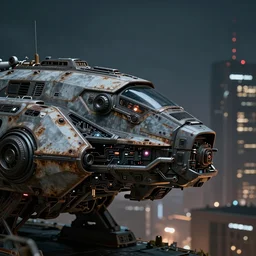 profile picture, an armored futuristic sci fi vehicle, unreal engine, cinematic lighting, texture rust, texture electronic circuit, texture city at night, spaceship, profile picture