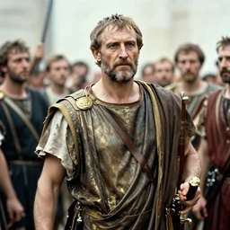 a color photograph of the last moments of julius caesar's life, candid photographic snapshot