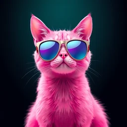 a pink cat with sunglass