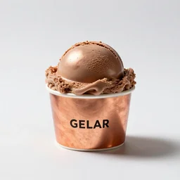 copper gelato cup, professional product shot, isolated on a pure white background, centered, entire object in frame, sharp focus, soft studio lighting