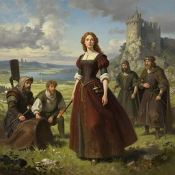 wide - angle of woman in lilliput, gulliver's travels, civilized, highly detailed, medieval, digital painting, concept art, matte, art by ruan jia and wlop and greg rutkowski and makoto shinkai, masterpiece