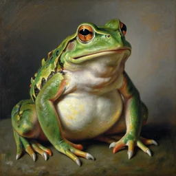 portrait rococo painting of frog brute by monet