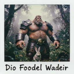 photograph by discovery channel! full shot!!!!! armored hulked oversized barbarian rugged rabbit, fog, in deep jungle forest jungle, overcast!!! cinematic focus, polaroid photo, vintage, neutral colors, soft lights, overcast, foggy, full shot by steve hanks, by serov valentin, by lisa yuskavage, by andrei tarkovsky