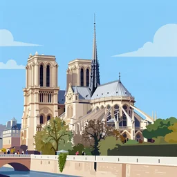 the notre dame of paris seen from the sky, flat design by paul klee, robert delaunay trending on artstation hq, 4 k, intricate, detailed, cinematic lighting