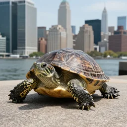 photo of a turtle in new york city, tmz report, 4 k
