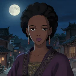 a portrait of a chinese - african princess, moon light, finely detailed features, perfect art, at an ancient city, gapmoe yandere grimdark, trending on pixiv fanbox, painted by greg rutkowski makoto shinkai takashi takeuchi studio ghibli, akihiko yoshida