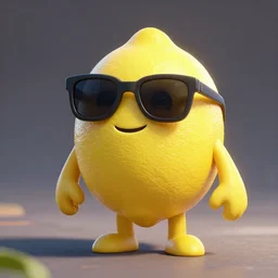 anthropomorphic lemon game character wearing sunglasses, game character, cel-shaded, unreal engine, octane render, artstation HD