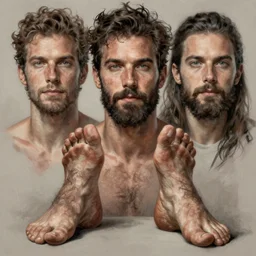 artistic portrait of a handsome hairy man feet, art by artgerm and greg rutkowski and magali villeneuve, highly detailed, digital painting, trending on artstation, concept art, sharp focus, illustration, masterpiece