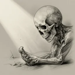 Sketch of soul leaving body after stubbing toe, hurting, OUCH