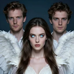 head and shoulder portrait by by darek zabocki, tom bagshaw and jordan grimmer, female, glowing eyes, white intricated clothes, angel wings