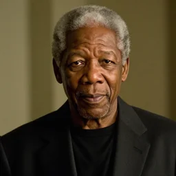a cinematic film still of Morgan Freeman starring as Jay-Z, portrait, 40mm lens, shallow depth of field, close up, split lighting, cinematic
