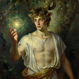 a oil art portrait of young man fawn bard with nature magic in style of ancient greek satyr character, character design from d & d, art by anders zorn, wonderful masterpiece by greg rutkowski, beautiful cinematic light, american romanticism by greg manchess,