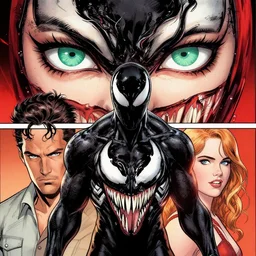 rafael albuquerque comic art, peter mohrbacher, phil noto, artgerm, pretty emma stone venom marvel, symmetrical eyes