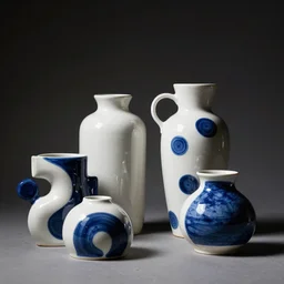 shino ceramics studies with bold innovative organic shapes, background darkness, bokeh, studio lighting, hard lighting