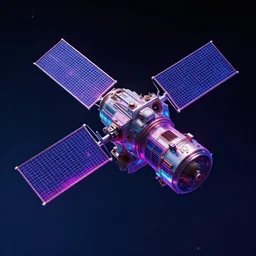 satellite in space, cyberpunk, neon colors, trending on art station, photorealistic, unreal engine, 8 k