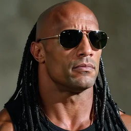 film still close - up shot of dwayne johnson from the movie predator. photographic, photography. wearing sunglasses