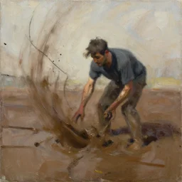 jon taffer immersed in sludge!!!, painting by phil hale, fransico goya,'action lines '!!!, graphic style, visible brushstrokes, motion blur, blurry, visible paint texture, crisp hd image
