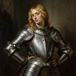 lustry saoirse ronan, blonde hair, wearing medieval armour, seductive pose, portrait, oil painting by titian, hard focus