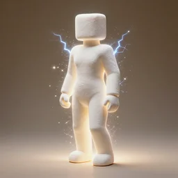 realistic photo of a a blurred marshmallow ancient sculpture bodysuit, side view, empty soft glowing space filled with sparkles, emitting electric tesla aura radiation 1 9 6 0, life magazine photo, natural colors, metropolitan museum, kodak, 8 k, very detailed, high resolution, product photo,