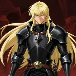 The black knight, pale blond genetically augmented prince, lucius, Anime Fantasy Illustration by Tomoyuki Yamasaki, Kyoto Studio, Madhouse, Ufotable, trending on artstation