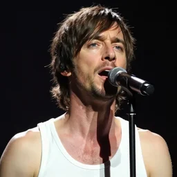 portrait of chester bennington face, in a white tank top singing, in the style of john singer sargent
