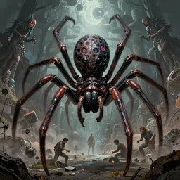the great evil fantasy spider, by gaston bussiere, j. c. leyendecker, craig mullins, donato giancola, greg rutkowski, symmetry!!, highly detailed, sharp focus