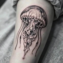 a jellyfish tattoo, intrincate, delicate