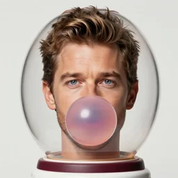 michael buble face in a bubblegum bobble head!!!!, 8 k, ultra realistic details