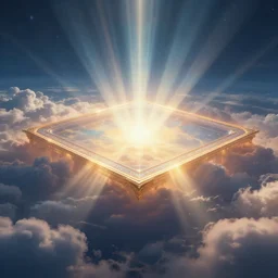 long square in heaven, god rays, ray tracing, unreal engine, hyper realistic, fantastic art, highly detailed