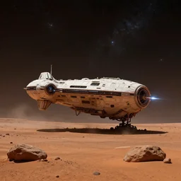 stranded starship on mars,Landscape, cosmic , cinematic light , sci-fi art