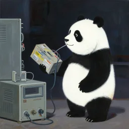 greg manchess painting of a trash panda character, holding a box of cables and standing next to old electronic equiptment, medium shot, asymmetrical, profile picture, organic painting, night time, matte painting, bold shapes, hard edges, street art, trending on artstation, by huang guangjian and gil elvgren and sachin teng