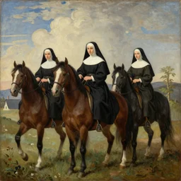 a dali painting of a group of nuns on horses