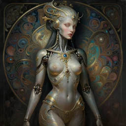 extremely psychedelic beautiful cyborg queen of lsd. intricate, elegant, highly detailed, extremely lifelike photorealistic digital painting, artstation. steichen, gaston bussiere, tom bagshaw, cyberpunk alphonse mucha. dark pallet, melancholy. anatomically correct in every way. sultry. sharp focus. soft light. very very lifelike