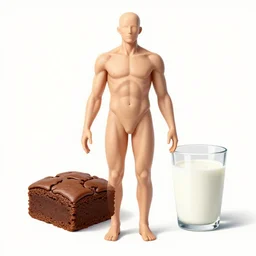 a brownie and a glass of milk, artwork by artgem lau, wlop and rossdraws, anatomically correct, smooth, clean detailed, sharped focus, symmetrical, perfect composition, illustration, extremely coherent, detailed body