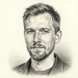 hyperrealistic pencil drawing caricature of a finnish man