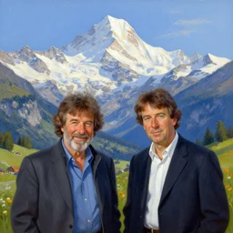 a beautiful matte painting of swiss alps, by bob ross and thomas kinkade
