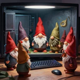 the inside of a computer inhabited by gnomes