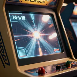 1990s arcade machine, octane render, unreal engine, digital art, Artstation, Trending on Artstation, cgsociety, Pinterest, 8k , close up to the screen, godrays, volumetric, reflections, cinematic, epic, accurate, coherent,