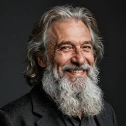 A smiling professor with a flowing grey beard by ilya kuvshinov, portrait