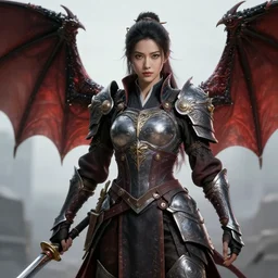 a beautiful female warrior, 8 k, hyperrealistic, dragon slayer, hyperdetailed, fantasy portrait by laura sava