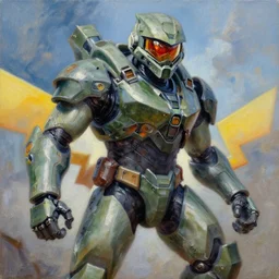 primeape pokemon playing as master chief, oil on canvas, intricate, 8 k highly professionally detailed, hdr, cgsociety
